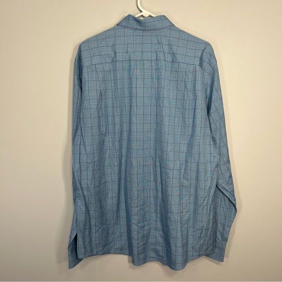 Southern Tide Shirt Blue Green Plaid Trim Fit Cotton Button Up Casual Business - Picture 2 of 9